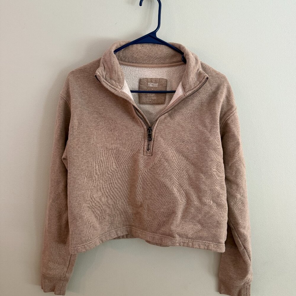 Girlfriend Collective: Crop Quarter Zip (tan)